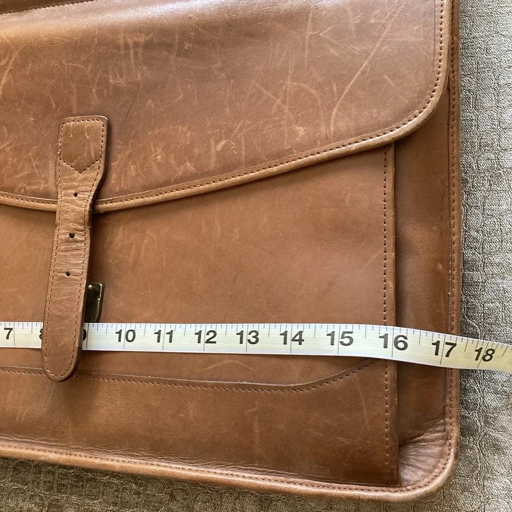 Vtg LL Bean Brown Leather Briefcase Attaché Organizer 17